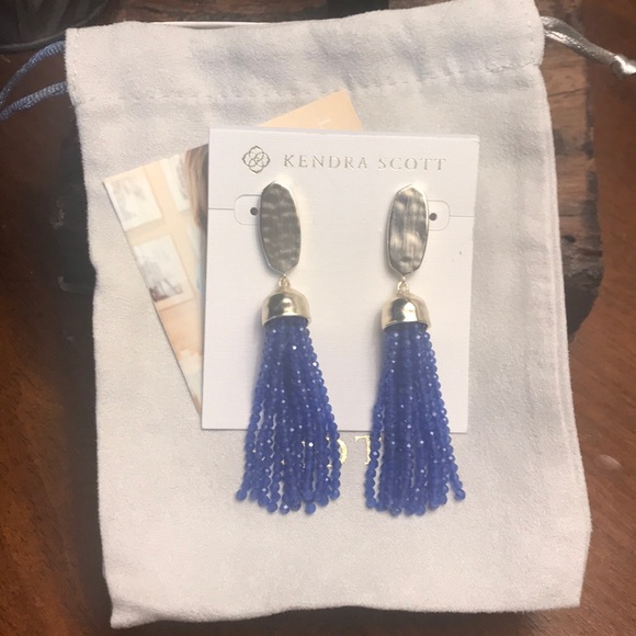 NWT Kendra Scott Marin Earrings Cobalt’s Cat’s Eye - Picture 4 of 5